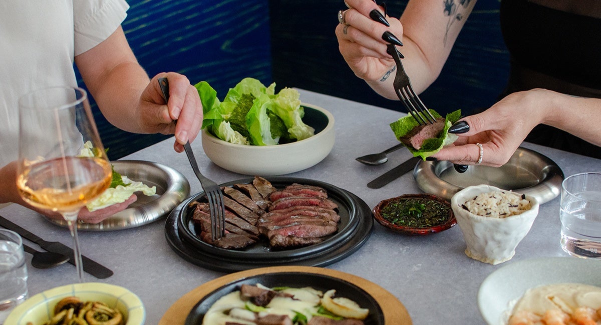 Elk steak lettuce wraps and shared plates at Liars in Somerville’s Teele Square