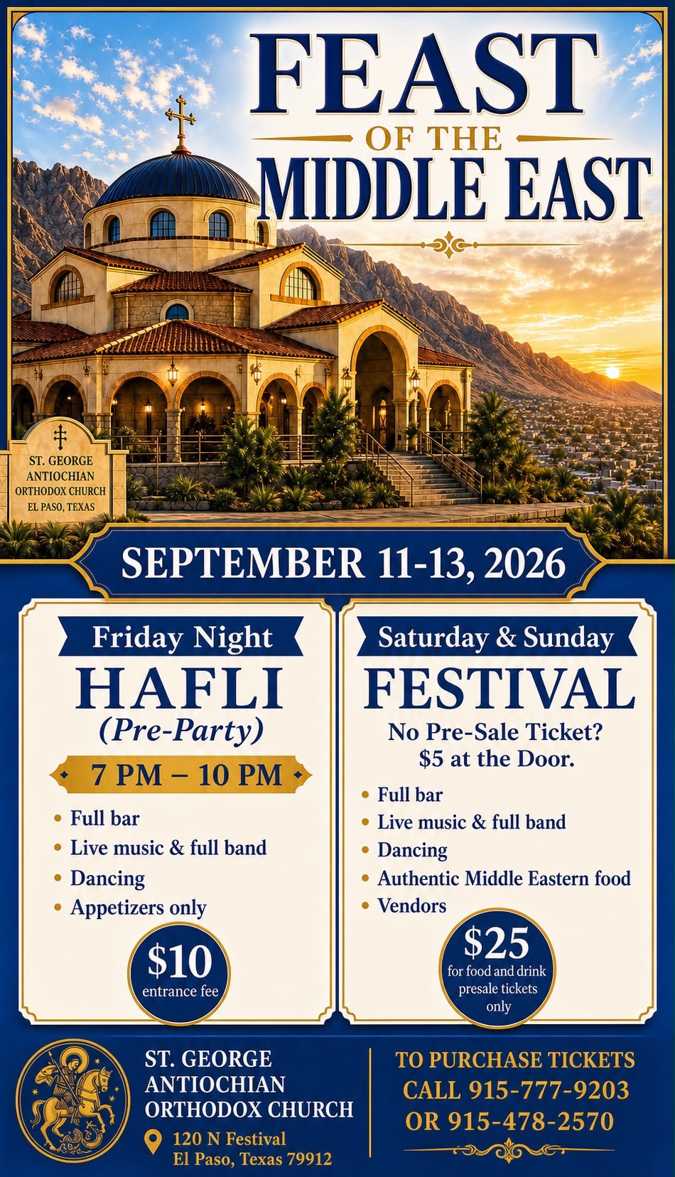 Feast of the Middle East 2026 flyer from St. George Antiochian Orthodox Church