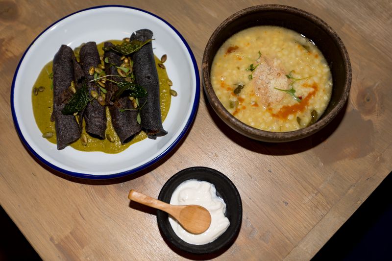 Beef flautas and elote at Sunú Taquería Molino’s June soft opening, El Paso Times photo via reprint