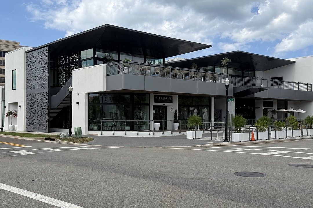 The two-story Alder & Oak at 131 First Ave. N. in Jacksonville Beach, with Zorbas upstairs