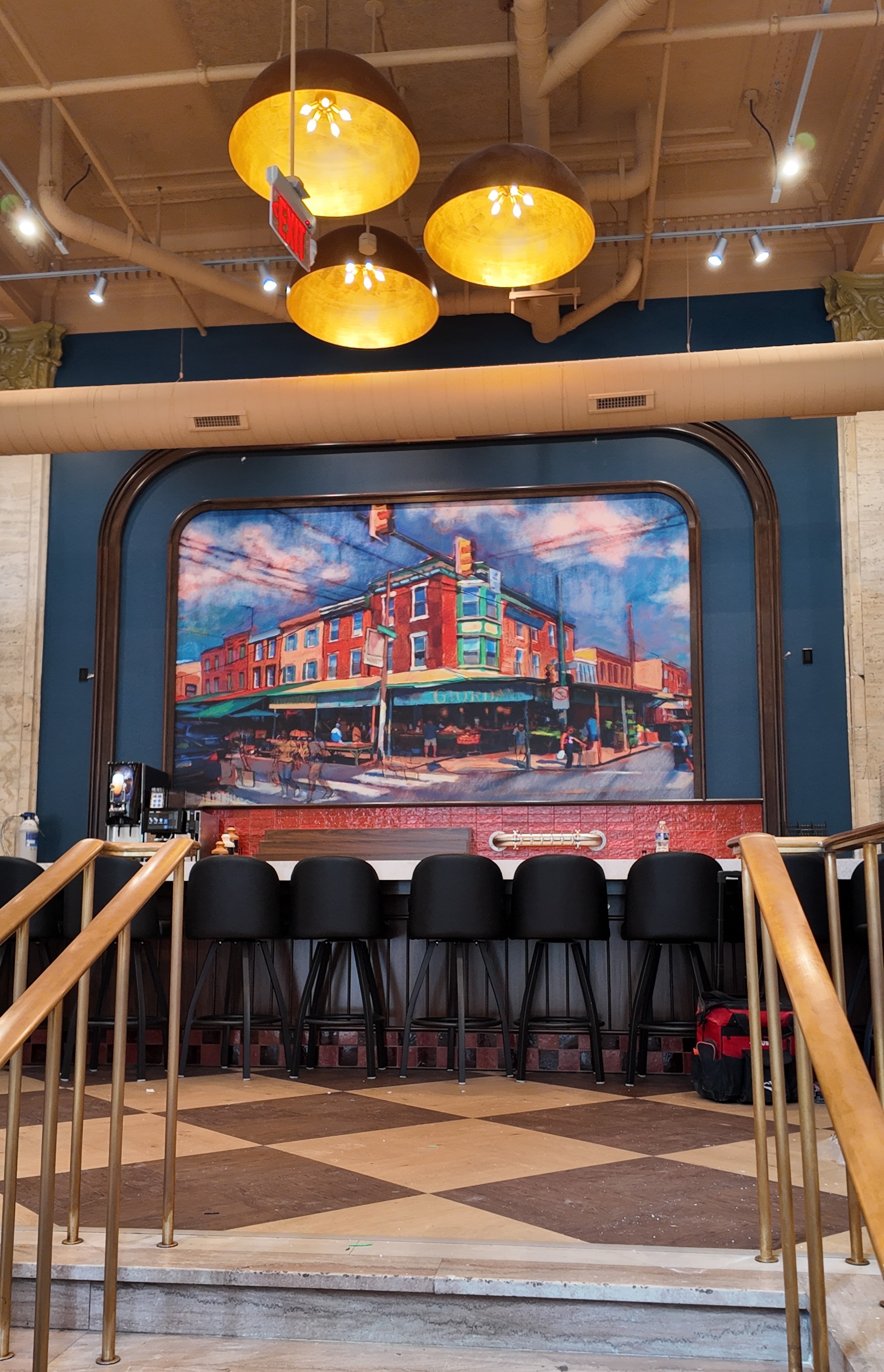 The glass-fronted Recipe Philly restaurant at Broad and Arch in Center City