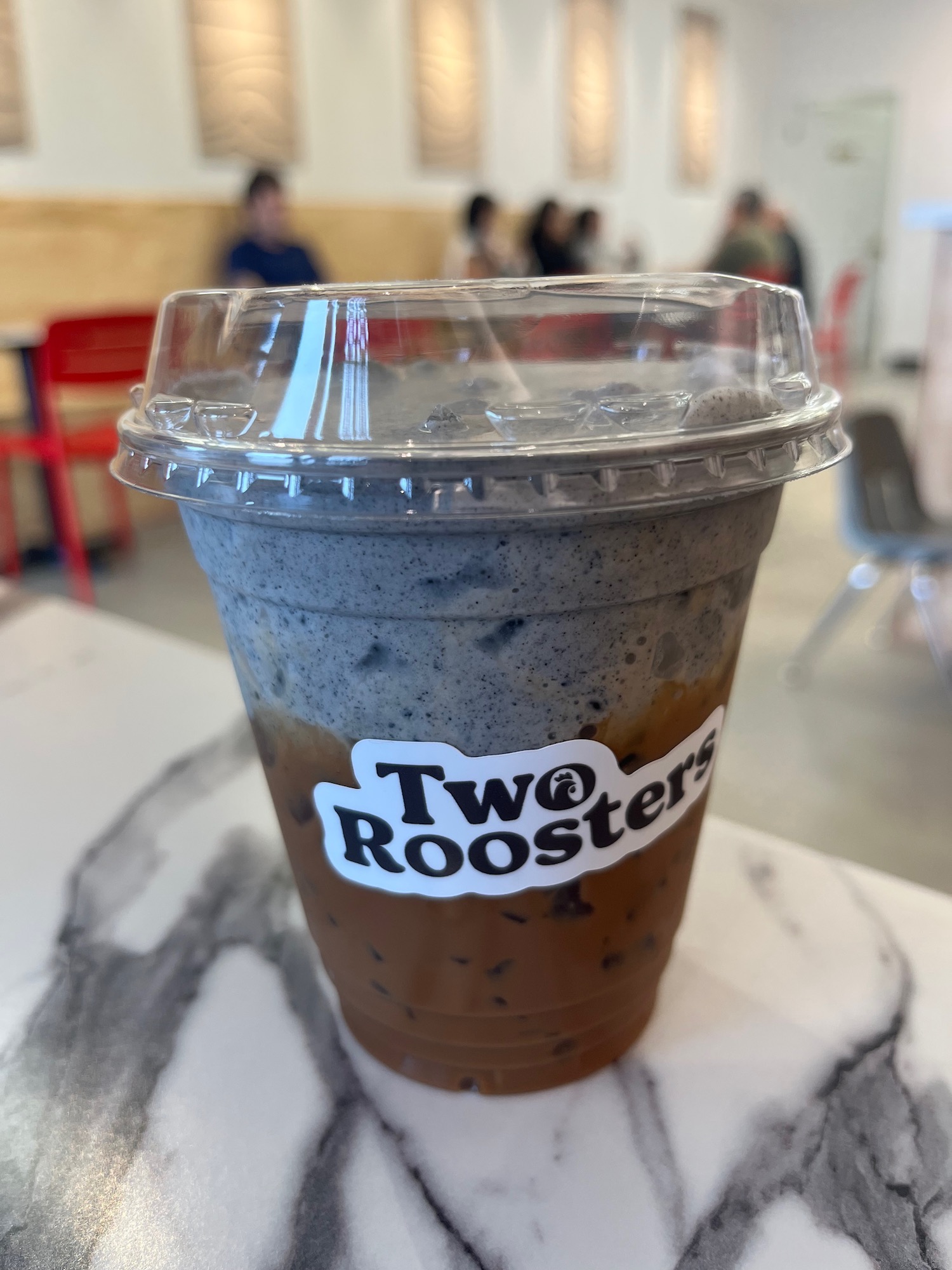 black sesame cream-top cà phê sữa đá at Two Roosters